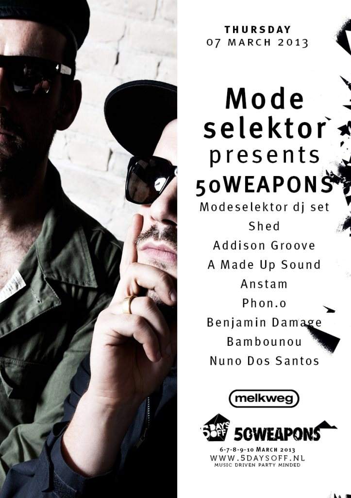 5 Days Off Day 2: Modeselektor presents 50 Weapons - Página frontal
