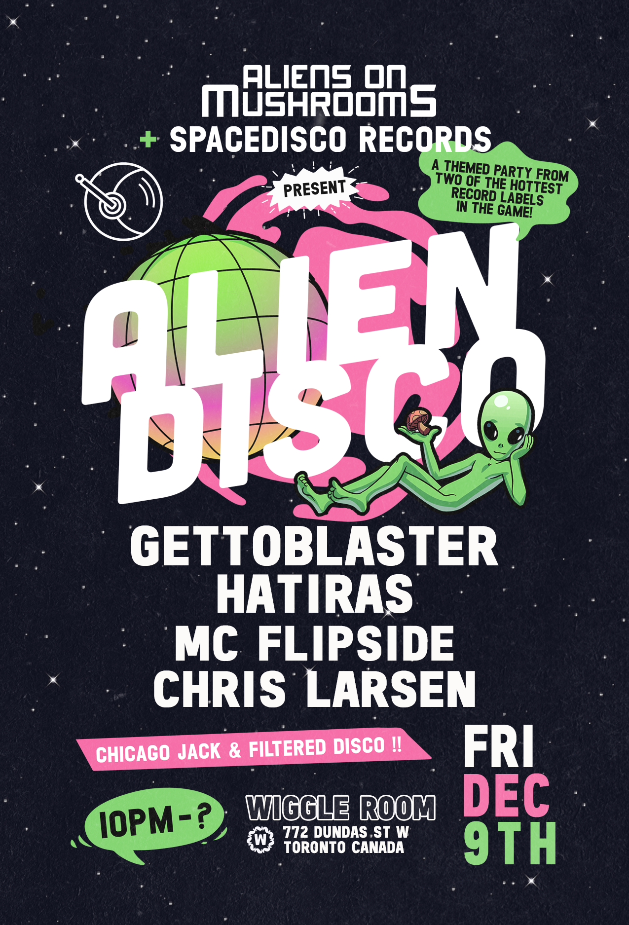 ALIEN DISCO // Gettoblaster, Hatiras, MC Flipside, Chris Larsen - フライヤー表