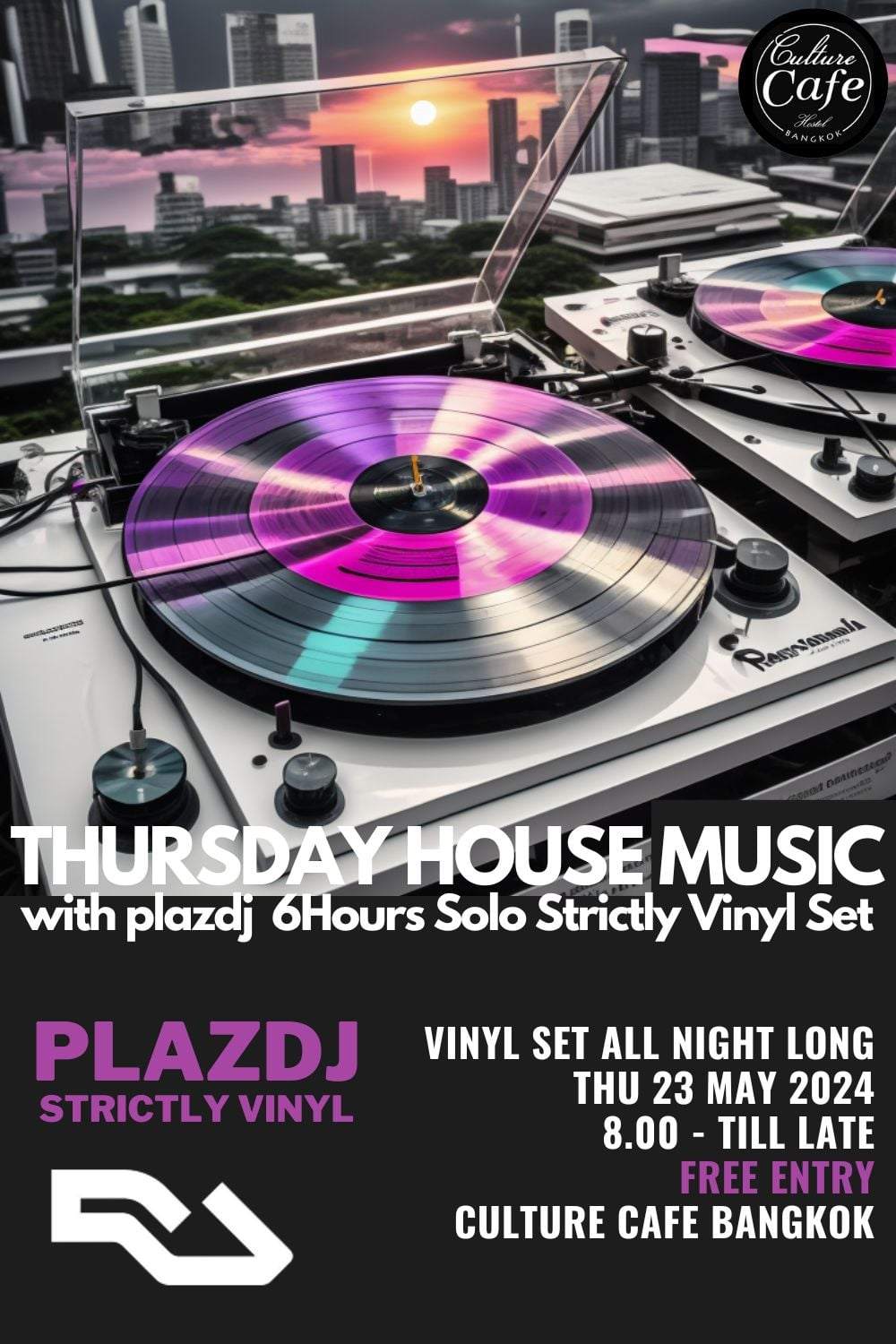 THURSDAY HOUSE MUSIC with plazdj: 6Hours Solo Strictly Vinyl Set - フライヤー表