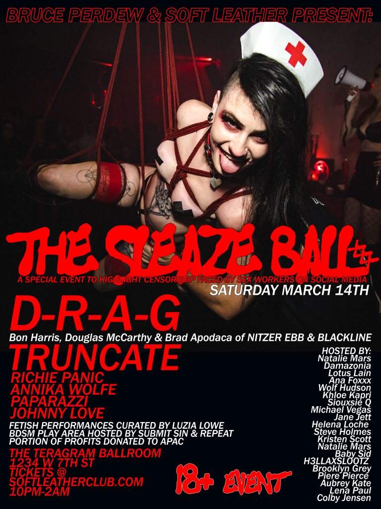 [CANCELLED] The Sleaze Ball: Truncate & D-R-A-G [Nitzer Ebb & Blackline] - Página frontal