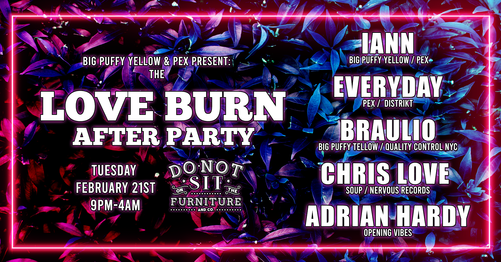 Love Burn After Party - Página frontal