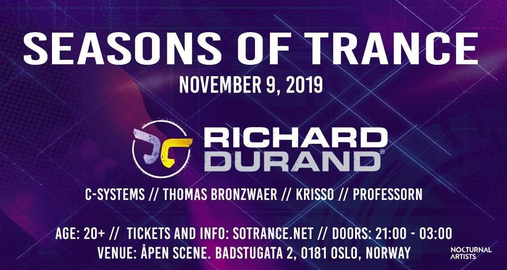 Seasons of Trance: Fall Edition 2019 with Richard Durand - フライヤー表