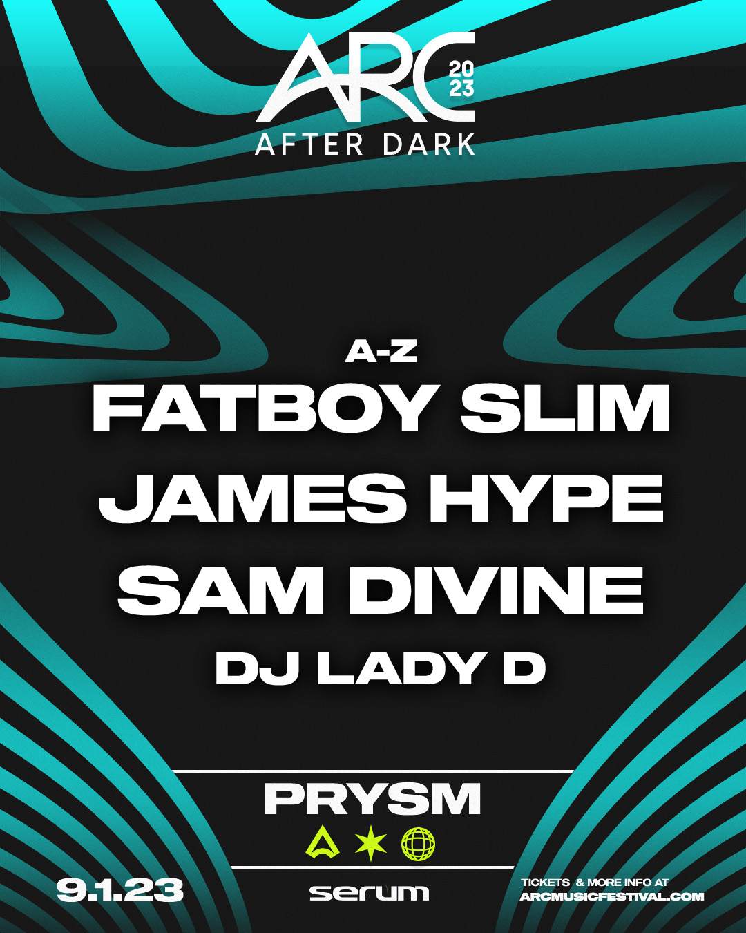 ARC After Dark: Fatboy Slim + James Hype + Sam Divine + Lady D at PRYSM - Página frontal