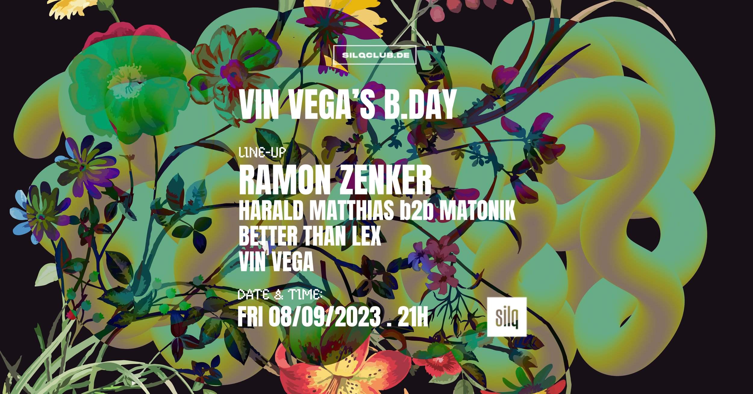 Vin Vega'S B.DAY with Ramon Zenker, Harald Matthias, Matonik, Better Than Lex, Vin Vega - フライヤー表