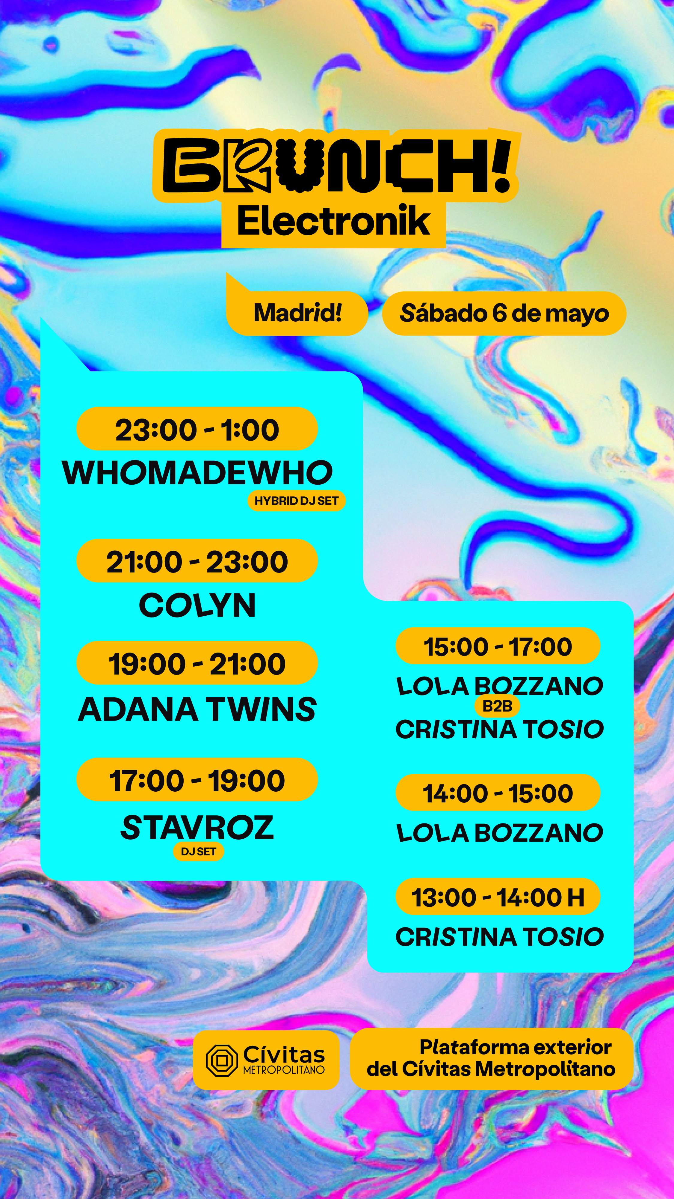 Brunch Electronik Madrid 1 WhoMadeWho (Hybrid DJ Set), Colyn, Adana