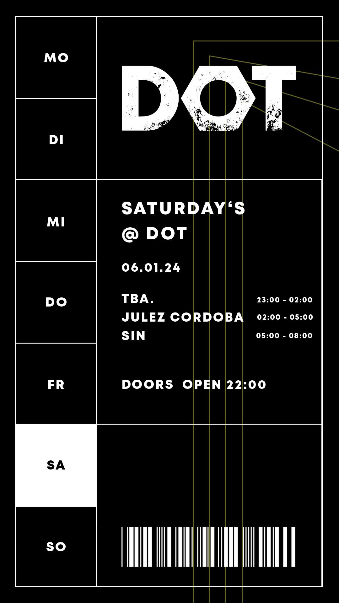 DOT Club Hamburg - Saturday's @ DOT w/ Viceroy x Julez Cordoba x Sin - フライヤー表