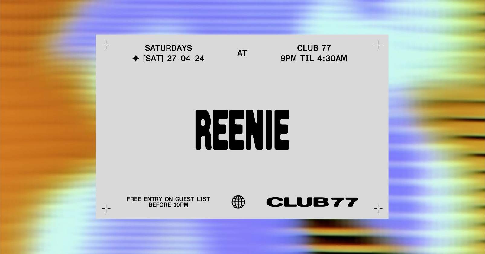 Club 77: Reenie - フライヤー表
