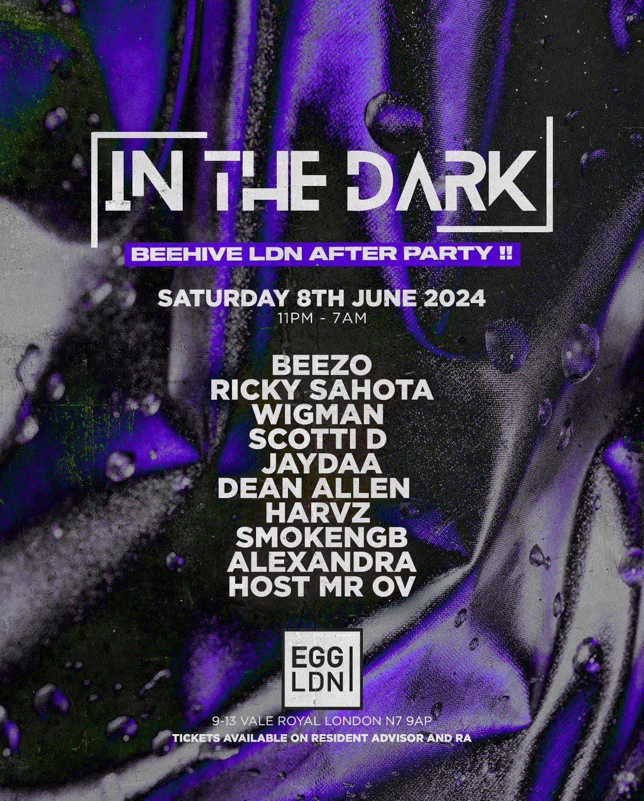 In The Dark (Deep - Tech - Afro Tribal House +Amapiano) - BEEHIVE AFTERPARTY  - フライヤー表
