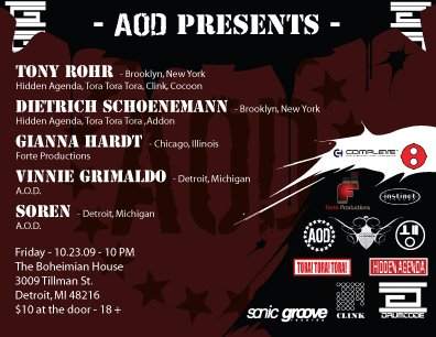A.O.D. presents: Tony Rohr & Dietrich Schoenemann - フライヤー裏