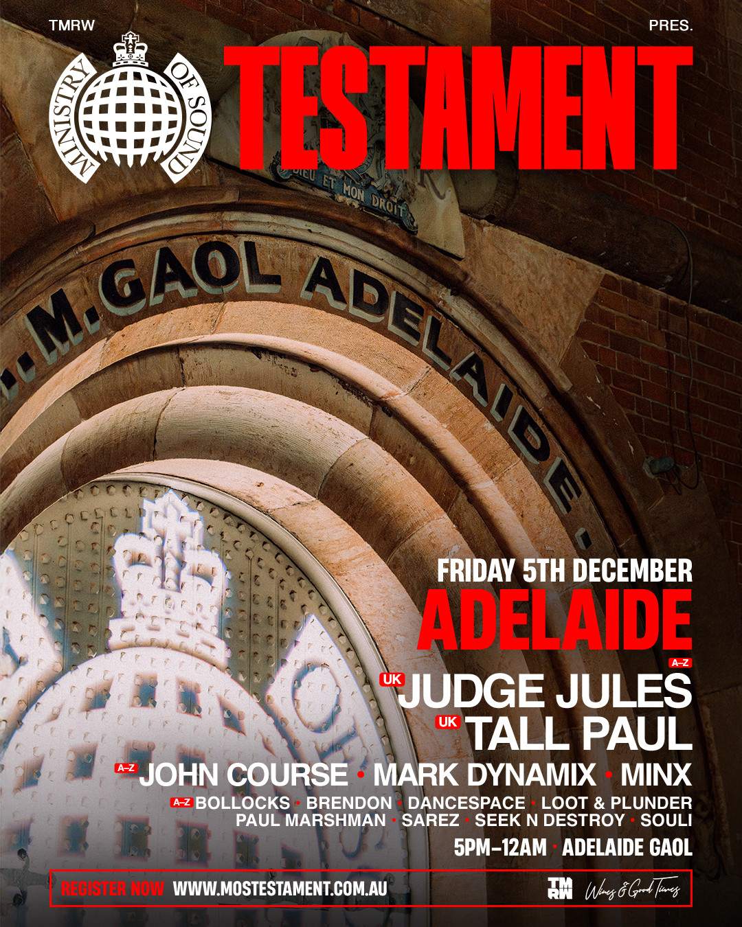 Ministry of Sound: Testament 2025 at Adelaide Gaol, Adelaide, image size:1080x1350