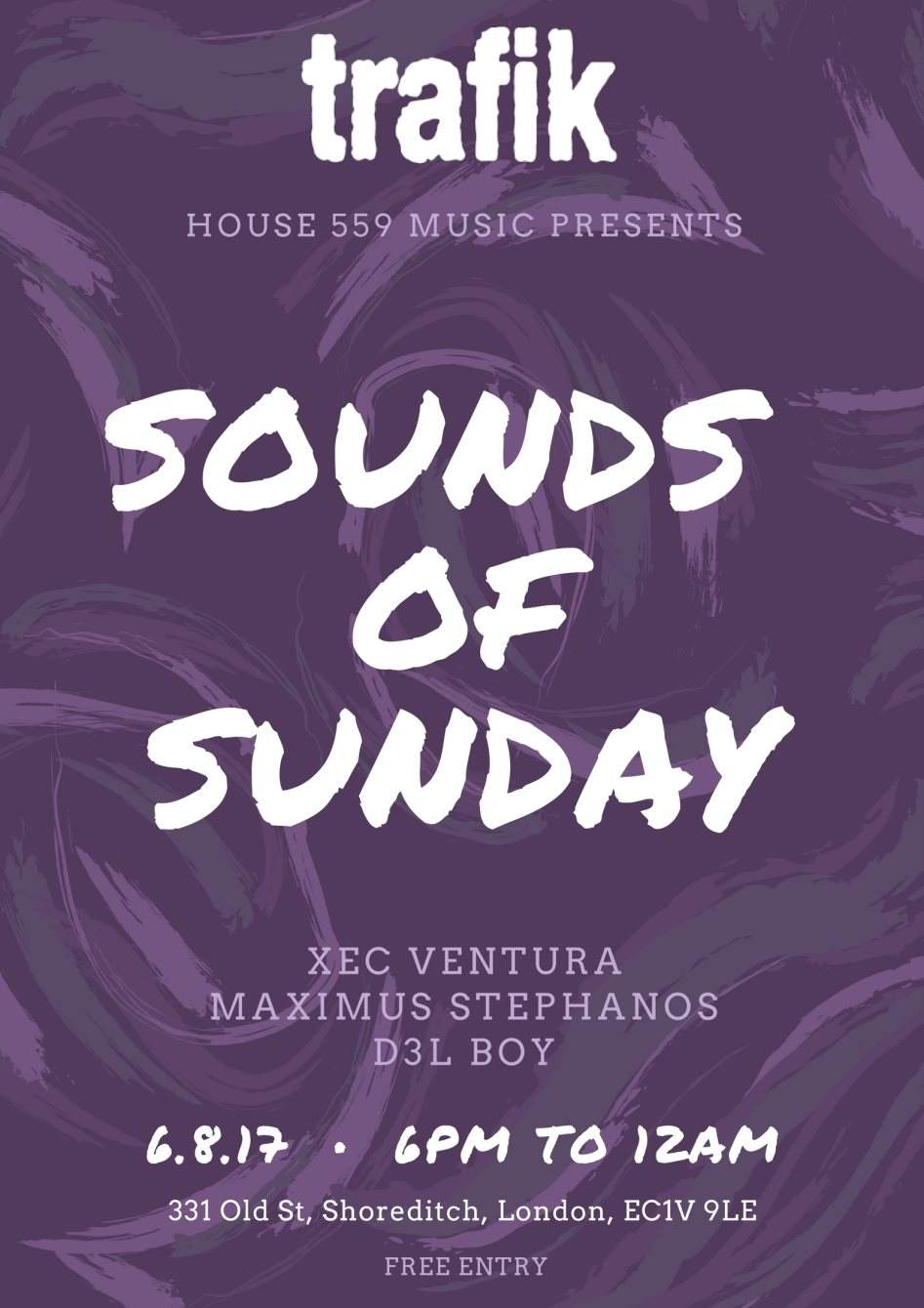 House 559 Music presents: Sounds Of Sunday - フライヤー表