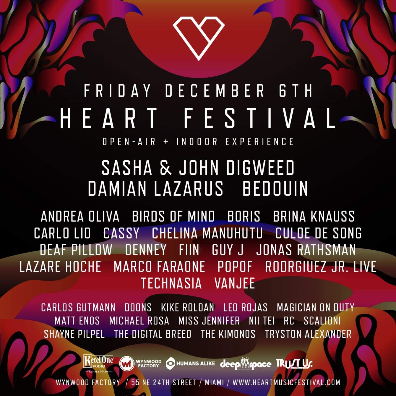 Heart Festival with The Martinez Brothers, Sasha & John Digweed, Damian Lazarus, Bedouin & More - フライヤー表