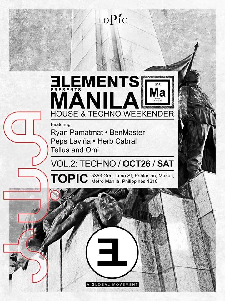 Ǝ L E M E N T S presents Manila Volume 2: Techno - フライヤー表