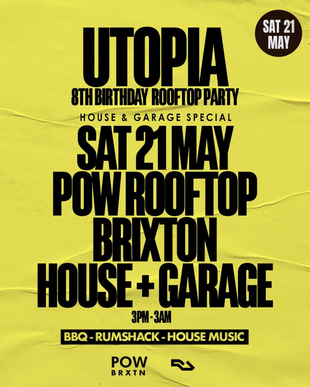 UTOPIA 8th Birthday Rooftop Day Party House and Garage Special - Página trasera