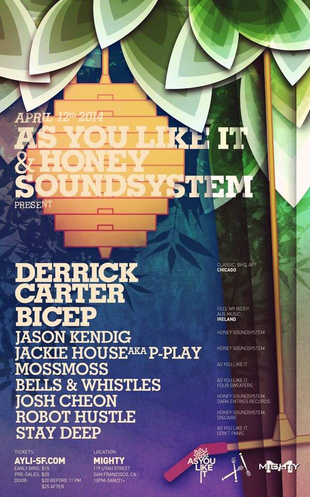 As You Like It and Honey Soundsystem present Derrick Carter and Bicep - フライヤー表