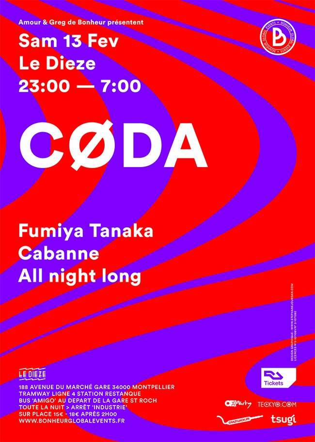 Cøda: Fumiya Tanaka & Cabanne (All Night Long) - フライヤー表