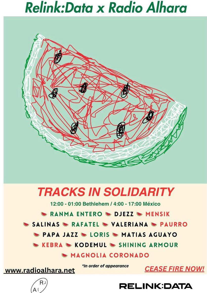 🇲🇽 Relink Data x Radio Alhara Solidarity Tracks Takeover 🇵🇸 - Página frontal