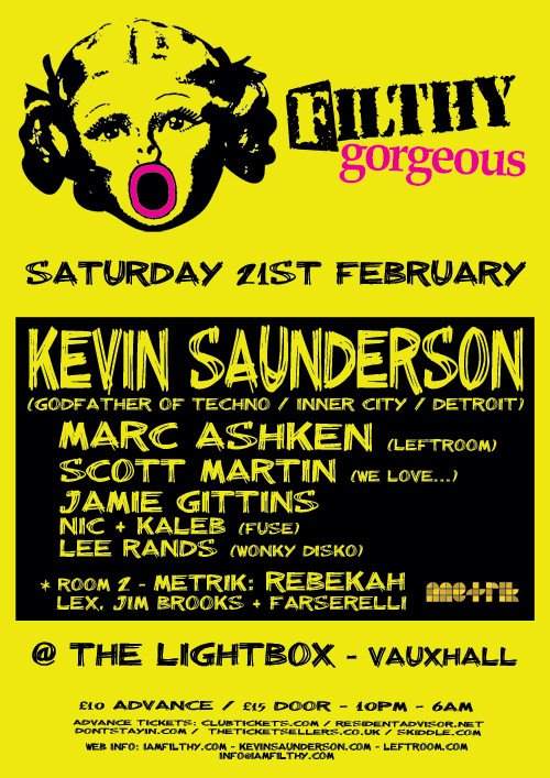 Filthy Gorgeous presents: Kevin Saunderson - フライヤー表
