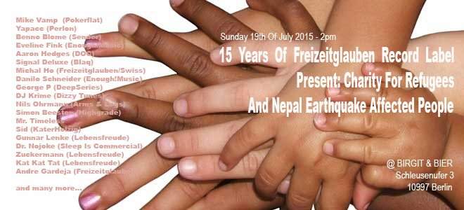 5 Years Anniversary Of Freizeitglauben Record Label & Charity For Refugees and Nepal Earthquake - フライヤー表