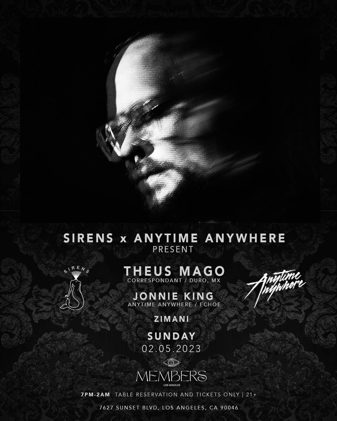 Sirens x Anytime Anywhere present: Theus Mago and Jonnie King - Página trasera