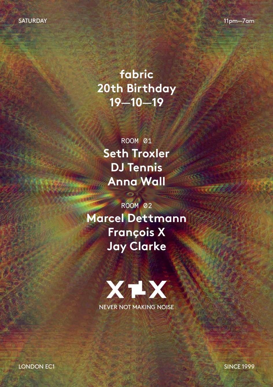 fabric XX: Seth Troxler, Marcel Dettmann & DJ Tennis - フライヤー裏
