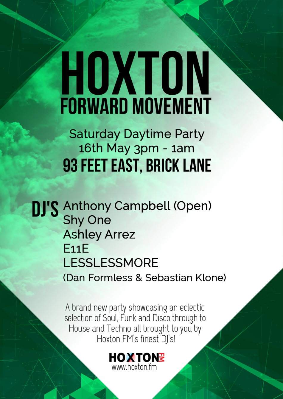 Hoxton Forward Movement with Anthony Campbell, Shy One & Lesslessmore - フライヤー表