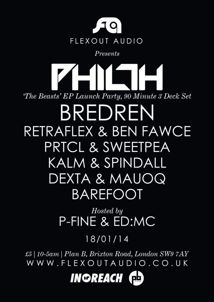 Flexout Audio presents Philth 'The Beasts' EP Launch Party - Página trasera