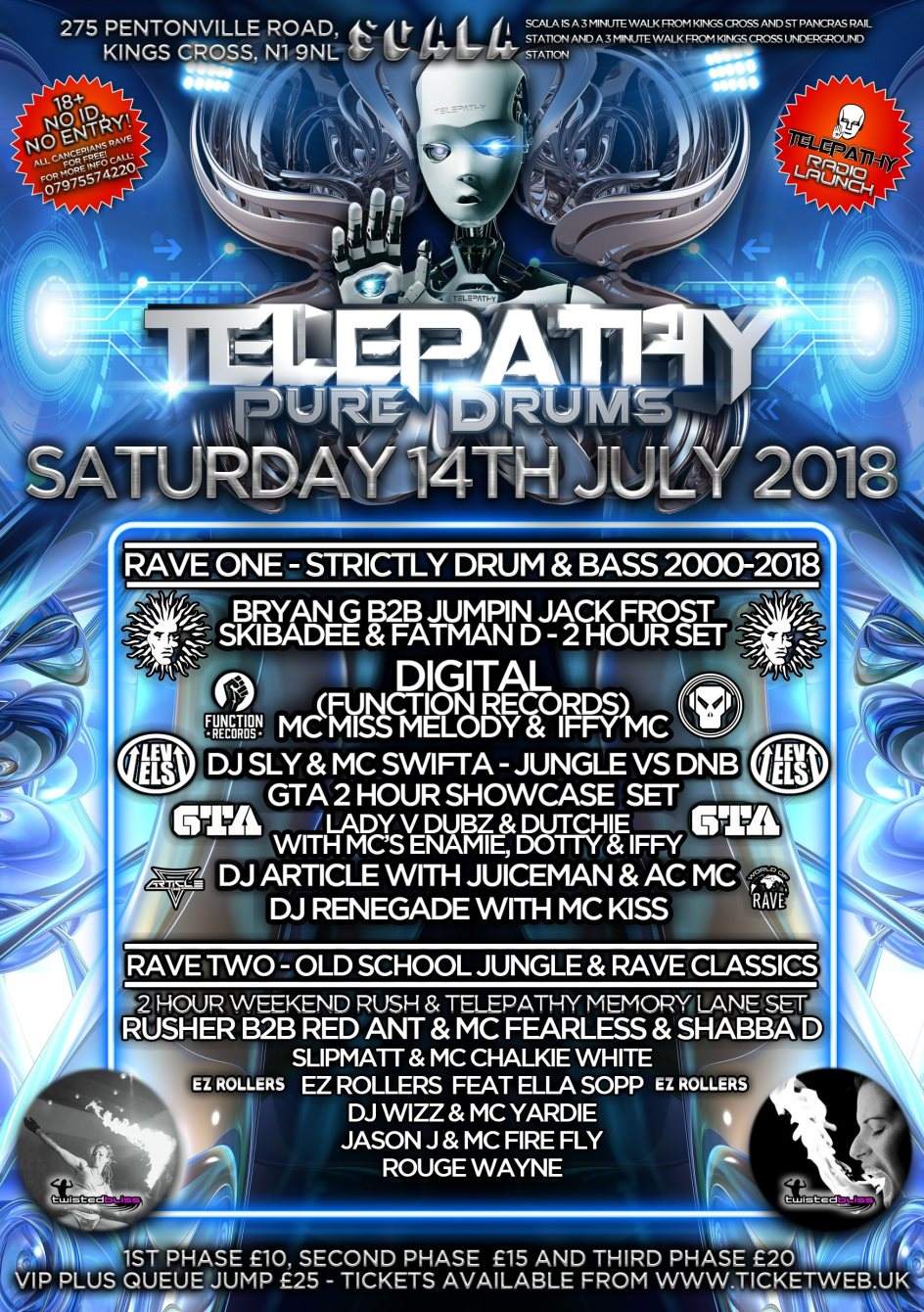 [CANCELLED] Telepathy presents Pure Drums at The Scala, London