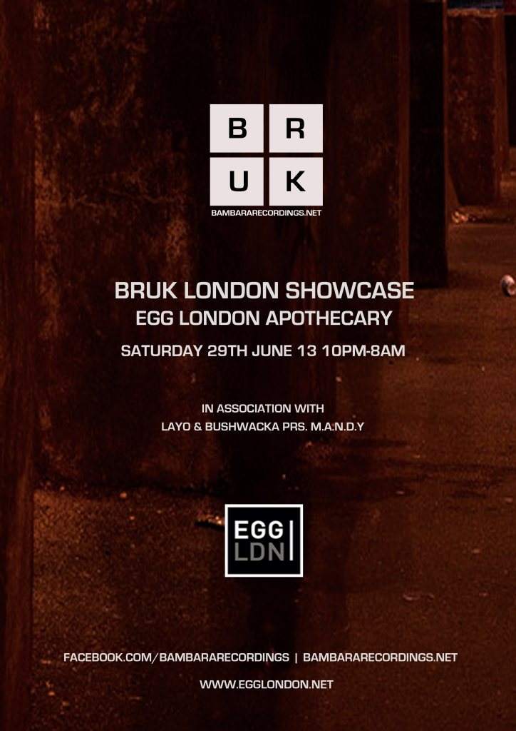 Bruk London Showcase - Apothecary EGG London - Layo&bushwacka prs. M.A.N.D.Y - Página frontal