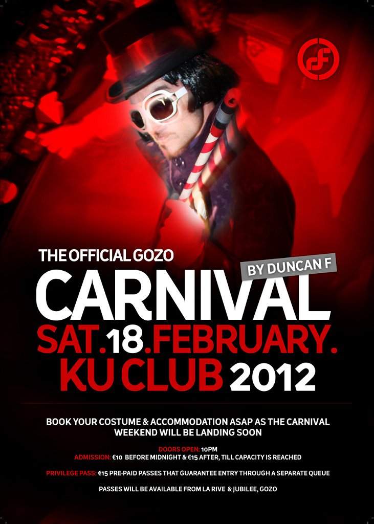 The Official Gozo Carnival Party 2012 - フライヤー表