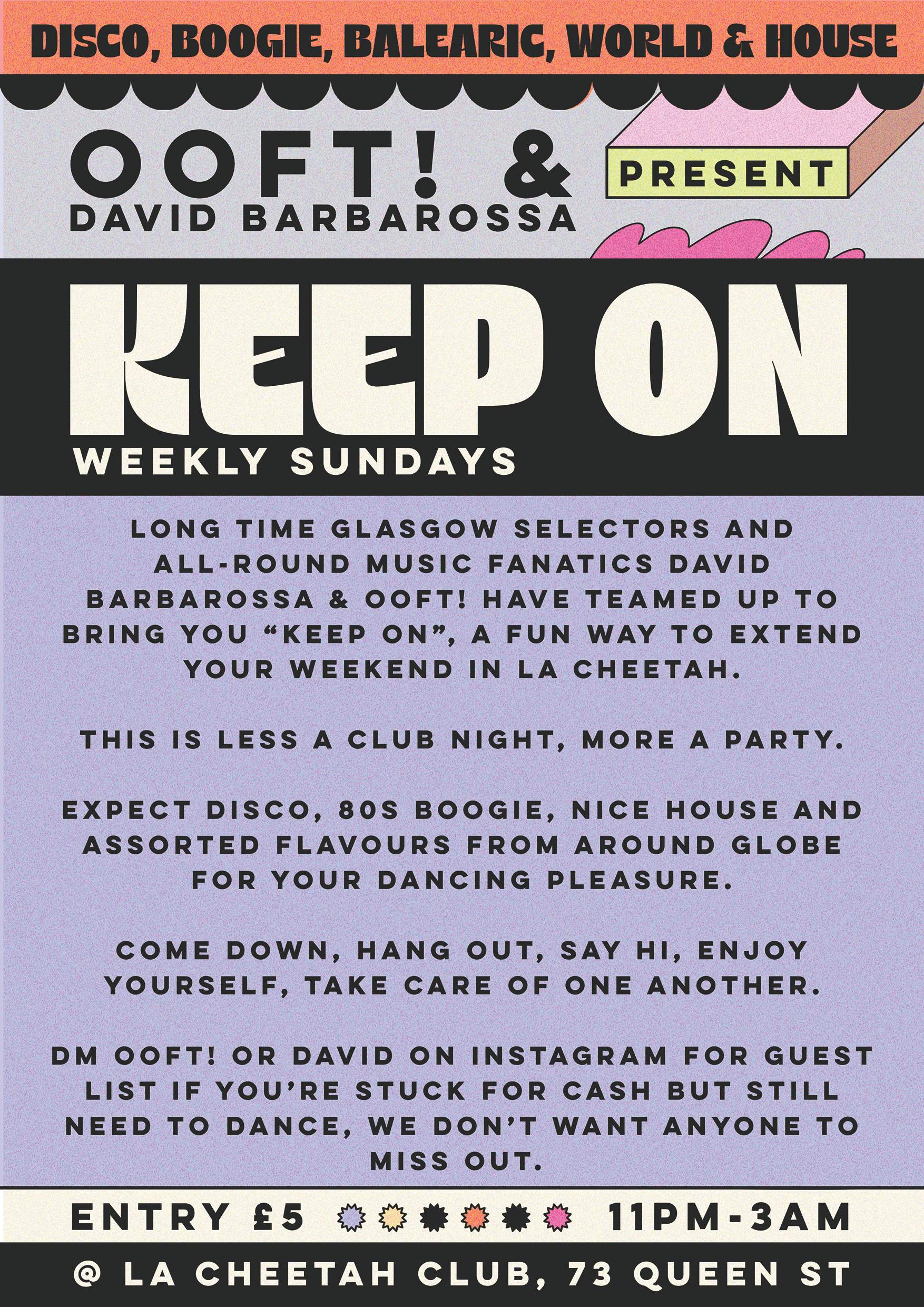 KEEP ON Sundays with OOFT! & David Barbarossa - フライヤー裏