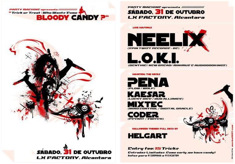 Party Machine Convida: Trick Or Treat? Who Wants Some Bloody Candy? - Página trasera