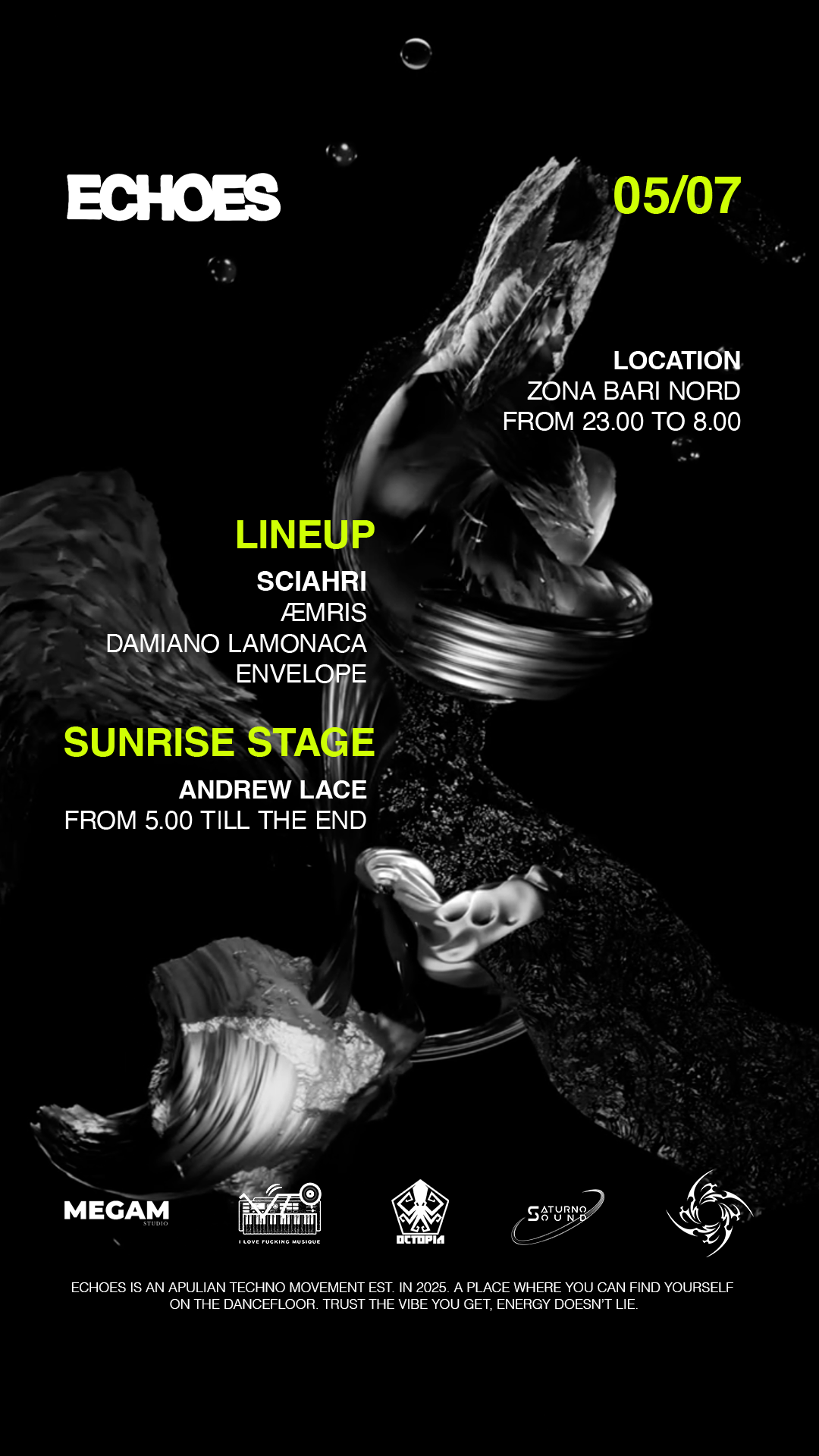 ECHOES - 05/07 w/Sciahri at TBA - OCTOPIA - ZONA BARI NORD, South
