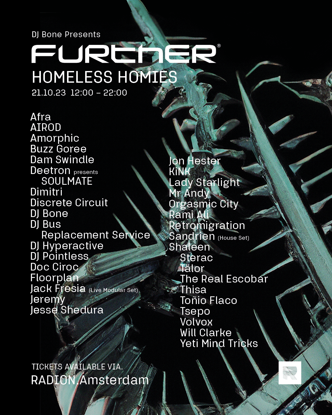 FURTHER x Homeless Homies ADE 2023 - フライヤー表