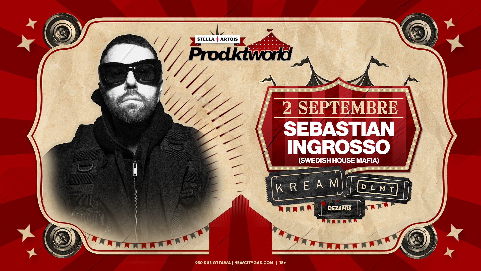 Produktworld Festival: Sebastian Ingrosso, KREAM, DLMT, Dezamis - フライヤー表