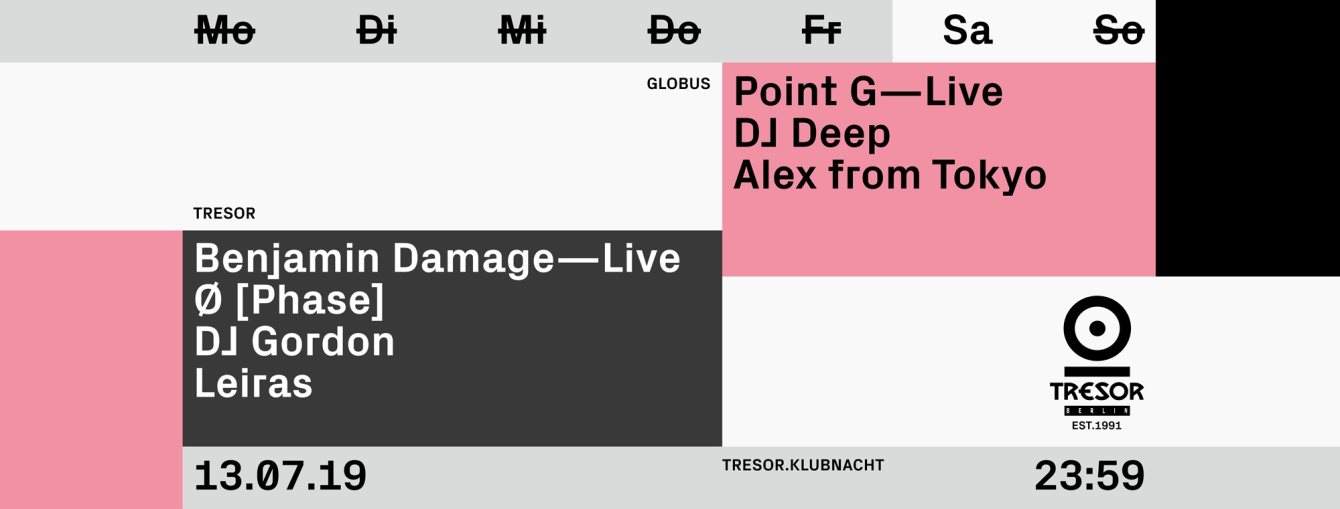 Tresor.Klubnacht with Ø [Phase], Benjamin Damage, Point G, DJ Deep - Página frontal