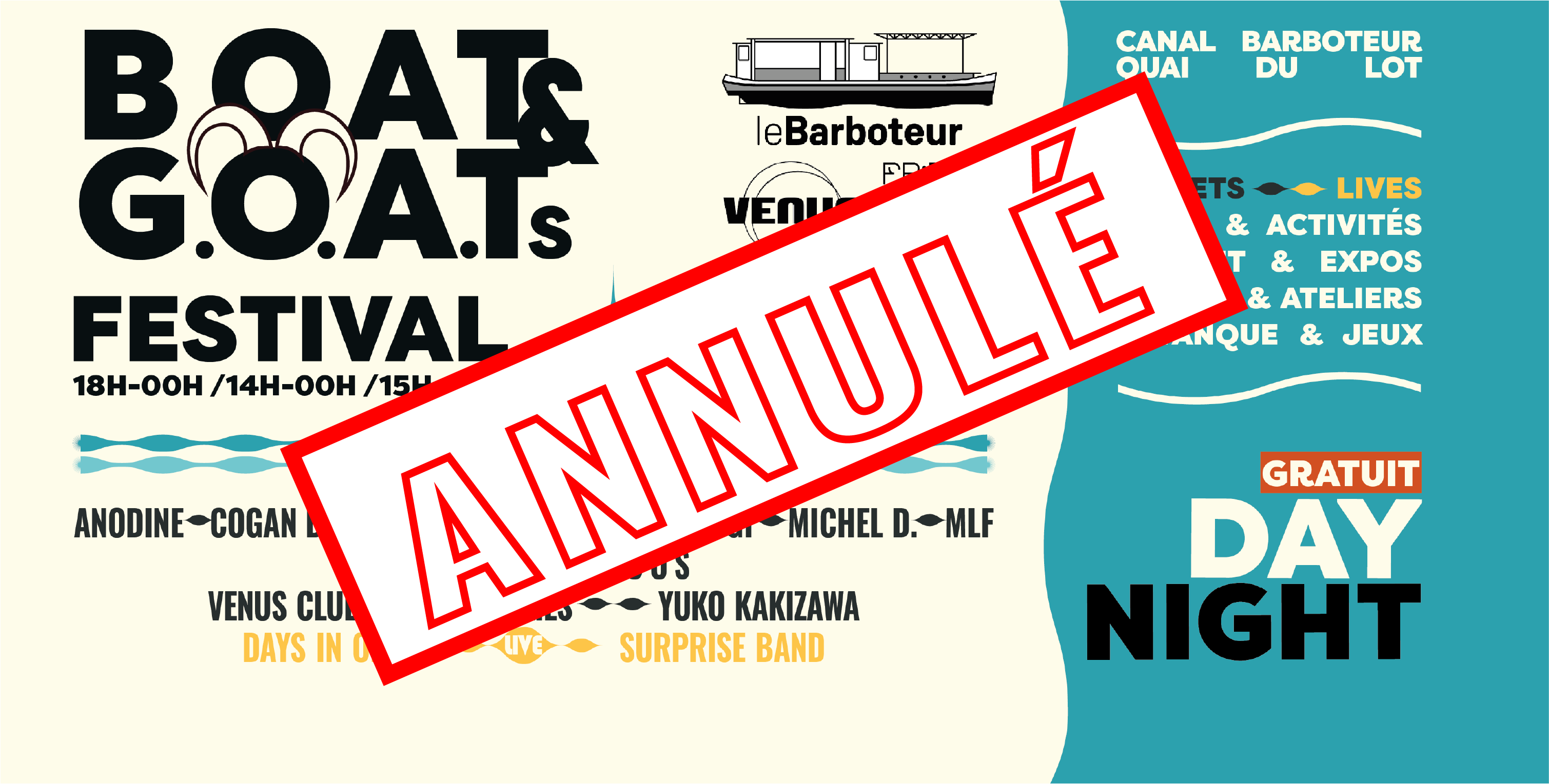 ANNULÉ] BOAT & G.O.A.T.s (Venus Club x Friendsome festival) at Canal  Barboteur, Paris