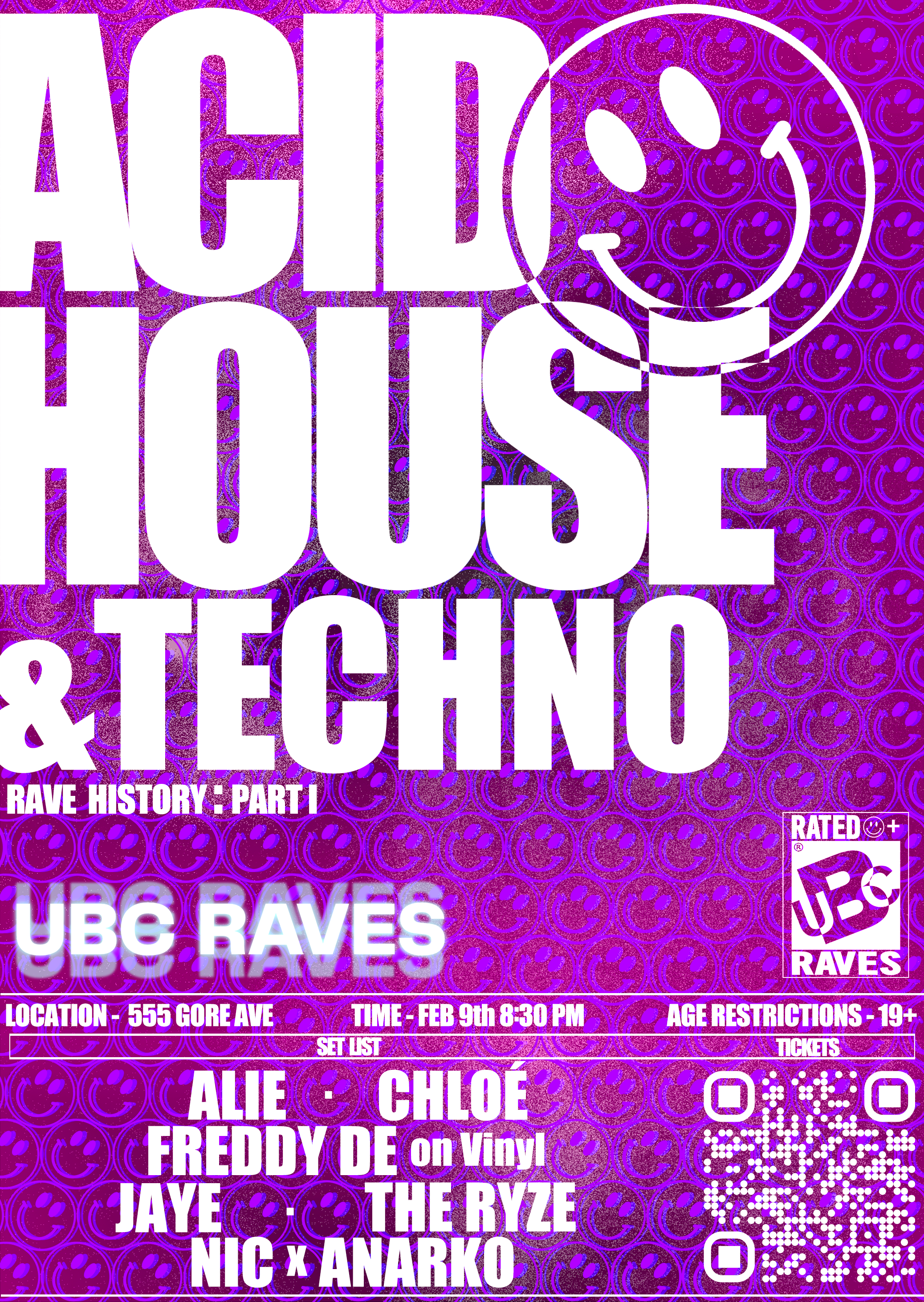 Rave History: Acid House & Techno by UBC Raves - フライヤー表