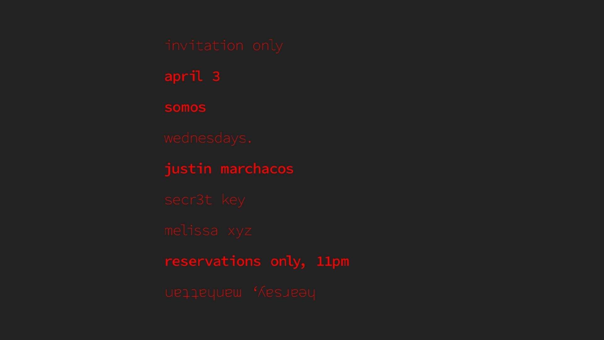 Hearsay: SOMOS with Justin Marchacos, SECR3T KEY, Melissa XYZ (APR 3) (INVITE ONLY) - フライヤー表
