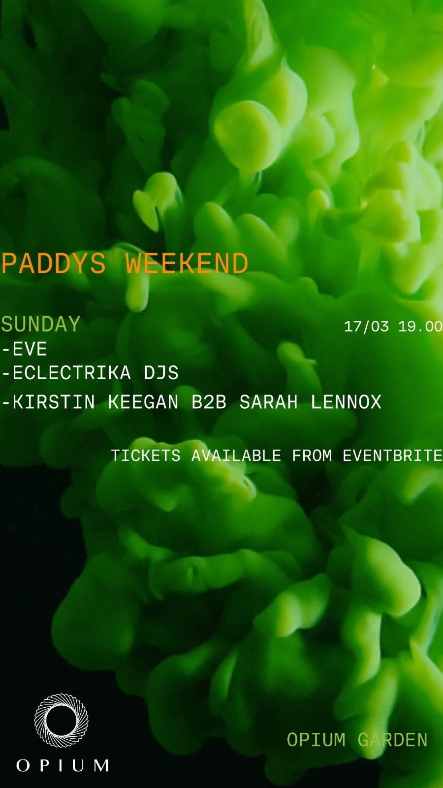 SU 17/3 PADDY'S DAY at OPIUM GARDEN - フライヤー表