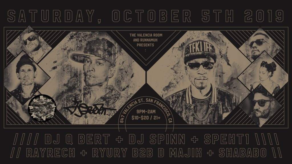 DJ Qbert & DJ Spinn - Saturday Oct 5 - The Valencia Room SF - フライヤー表