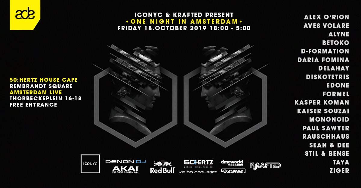Iconyc & Krafted present 'One Night In Amsterdam' with Red Bull TV - フライヤー表
