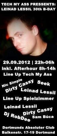 Tech My Ass presents: Leinad Lessil 30th B-Day // Inkl. Afterhour ab 8 Uhr - Página frontal