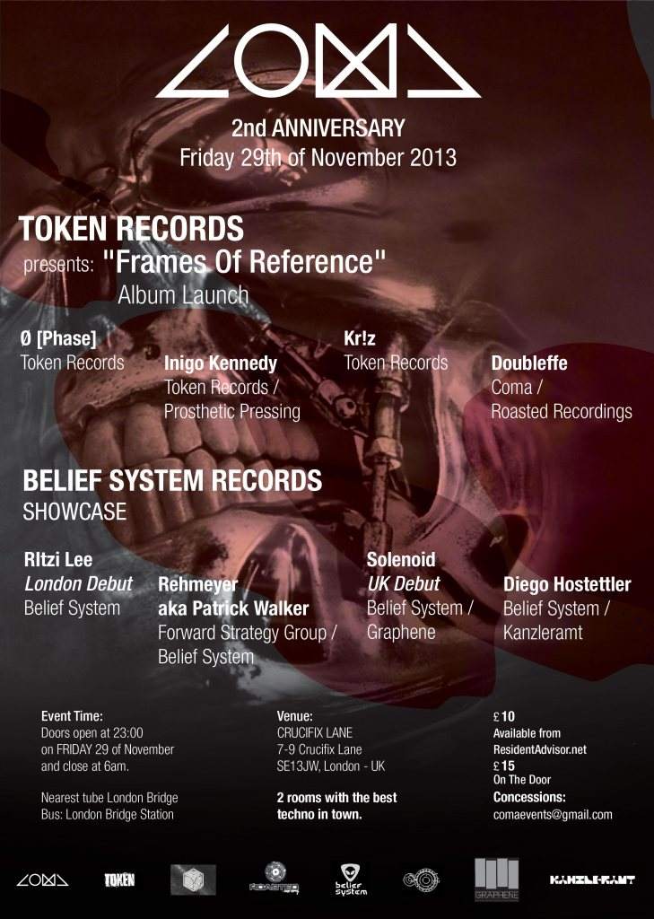 Coma 2nd Anniversary with Token Records & Belief System Records - フライヤー裏