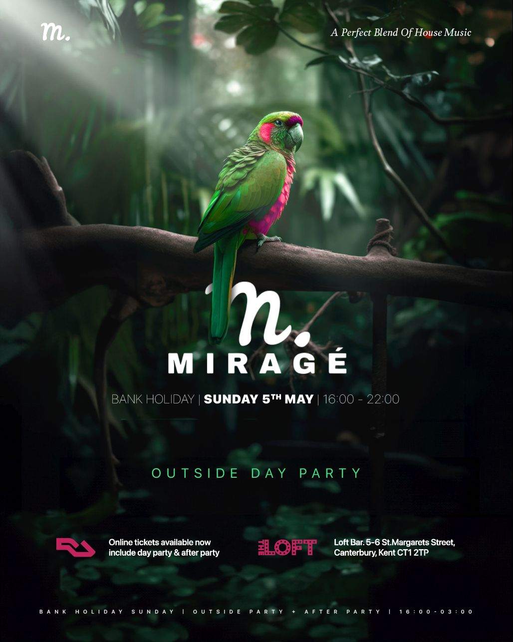 Miragé presents: Bank Holiday Garden Party + Afterparty - フライヤー表