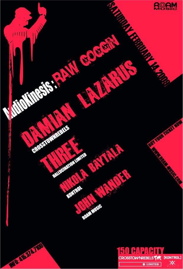 Roam Music presents Audiokinesis: Raw Goggin With Damian Lazarus & Three - Página frontal