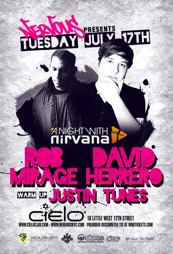David Herrero, Rob Mirage - A Night with Nirvana on Nervous Tuesday - フライヤー表