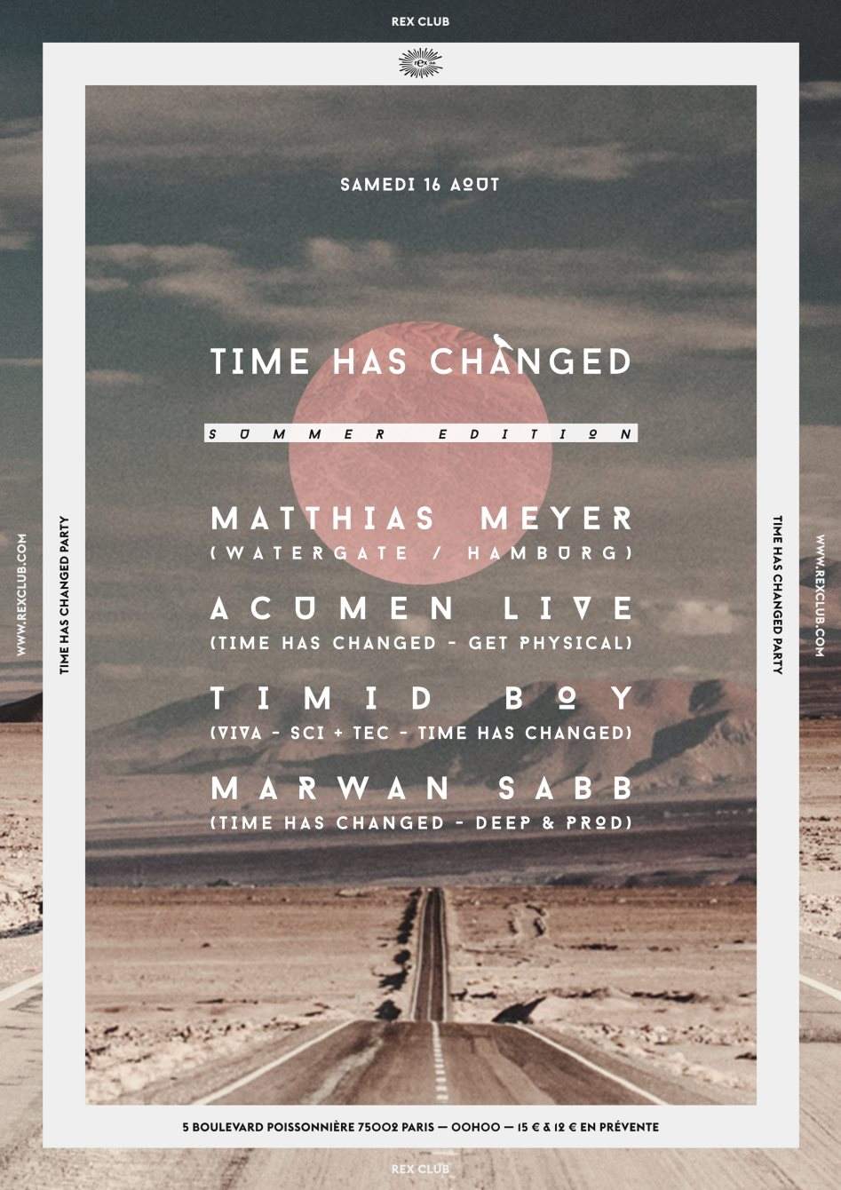 Time Has Changed Summer Time Party: Matthias Meyer, Acumen Live, Timid Boy, Marwan Sabb - フライヤー表