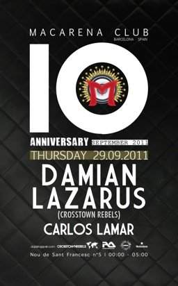 10th Anniversary with Damian Lazarus & Carlos Lamar - Página frontal