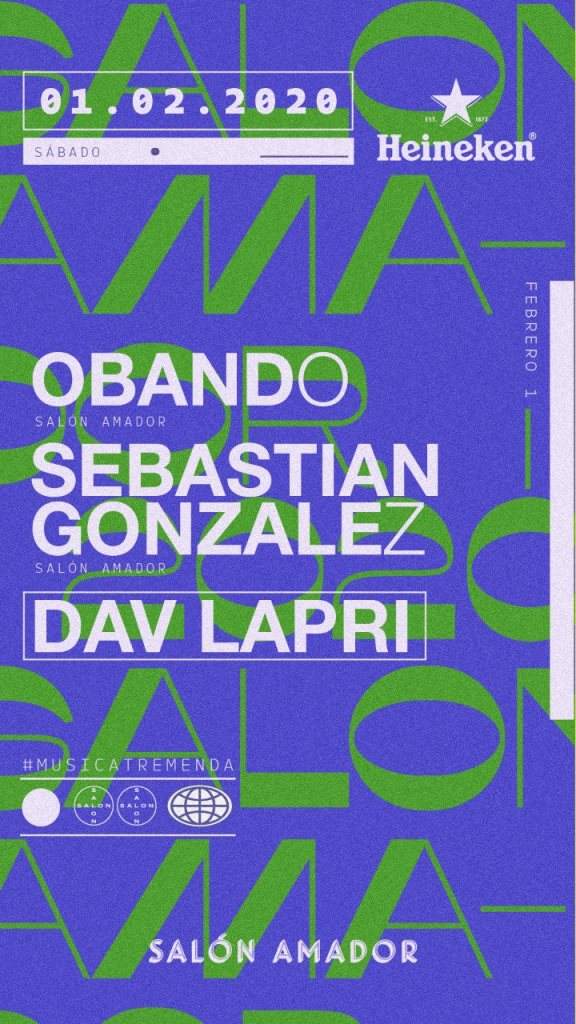 Obando, Sebastian Gonzalez, Dav Lapri at Salón Amador (Feb.1) - フライヤー表